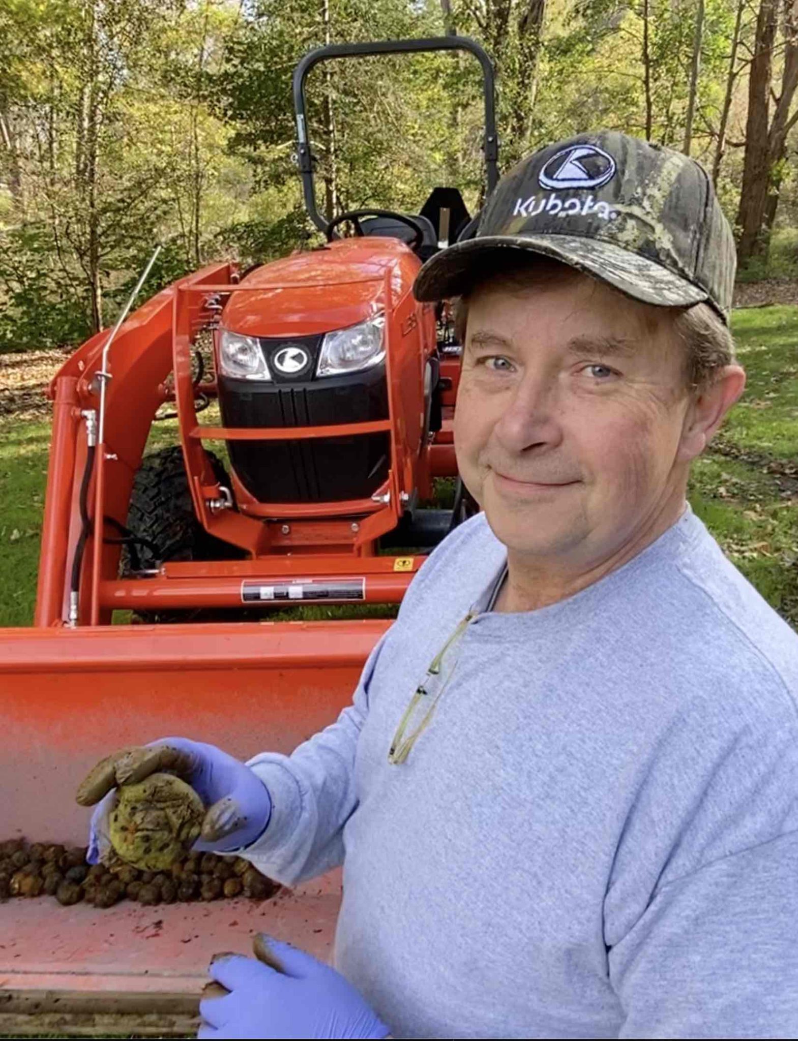 Hand Shucking Husks tractor