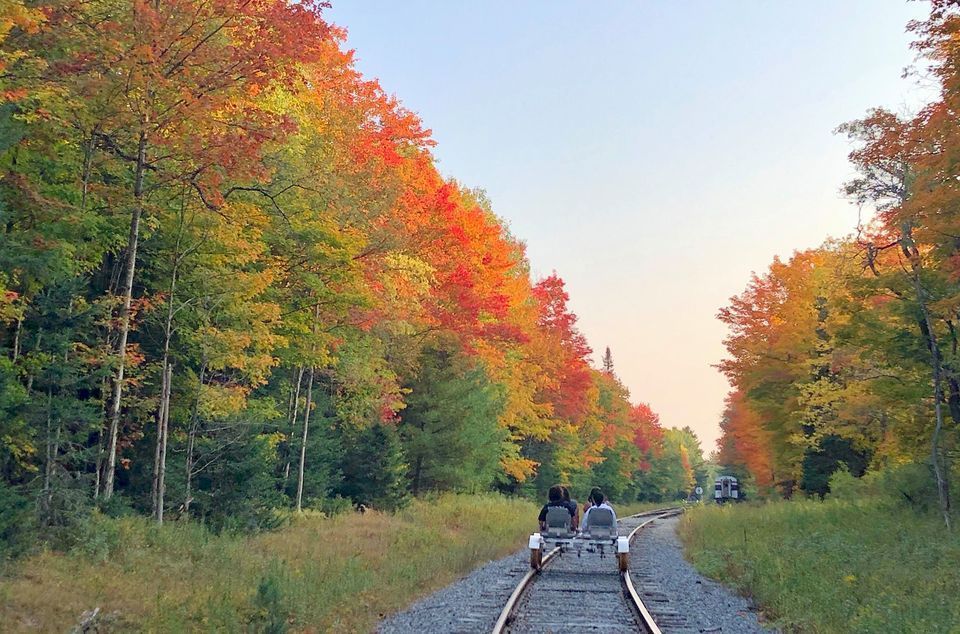 View fall foliage along with Adirondack Railbike Adventures. Photo credit Adirondack Railbike Adventures Facebook page.