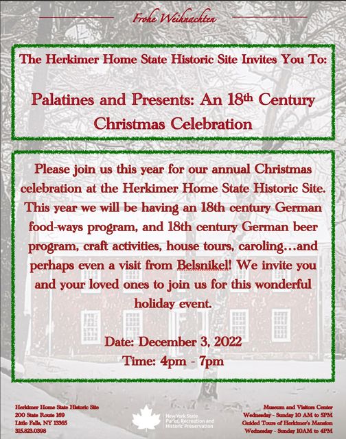 Palatines and Presents Flier 2022 - Herkimer Home