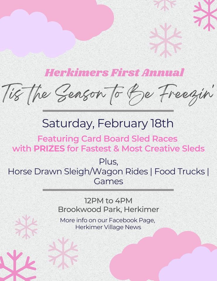 Herkimer First Annual Cardboard Sled Race 2023 banner copy