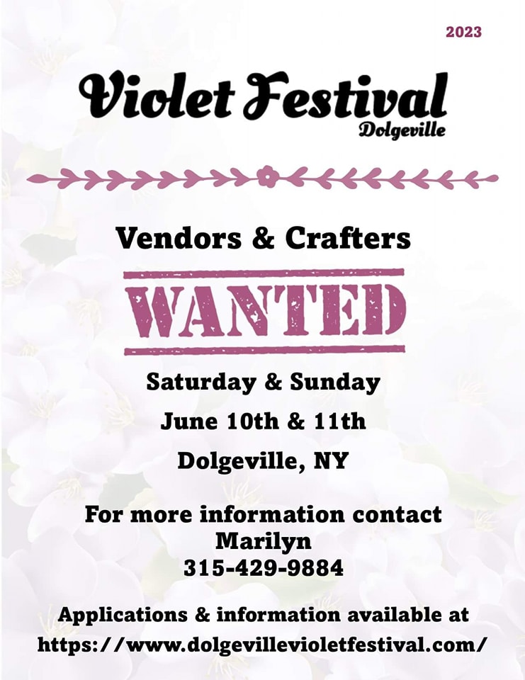 Dolgeville Violet Festival Vendors ad Crafters flier