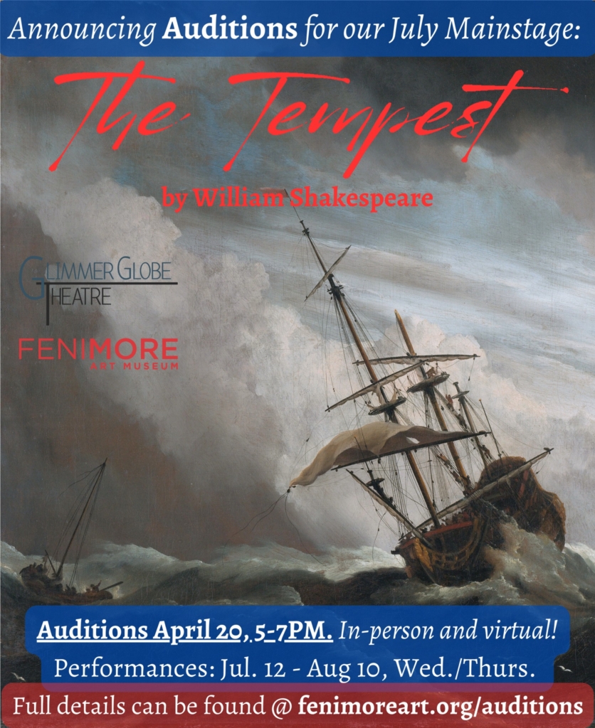 Fenimore Art Museum’s Glimmer Globe Theatre Announces Auditions for This Summer’s Lakeside Performance of The Tempest