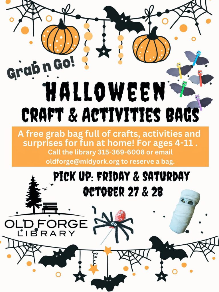 Halloween Grab and go Activity Bags, Old Forge Library, Photo by Old Forge Library