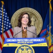 Governor Kathy Hochul unveils a sweeping consumer protection and affordability agenda, the first plank of her 2024 State of the State. Governor Hochul announced proposals to amend New York’s consumer laws to strengthen consumer protections against unfair business practices; establish nation-leading regulations for the Buy Now Pay Later loan industry; advance the first major increase in paid medical leave benefits in more than three decades; implement the nation’s most wide-ranging proposal to eliminate co-pays for insulin on certain insurance plans; and propose legislation to combat medical debt. (Susan Watts/Office of Governor Kathy Hochul)
