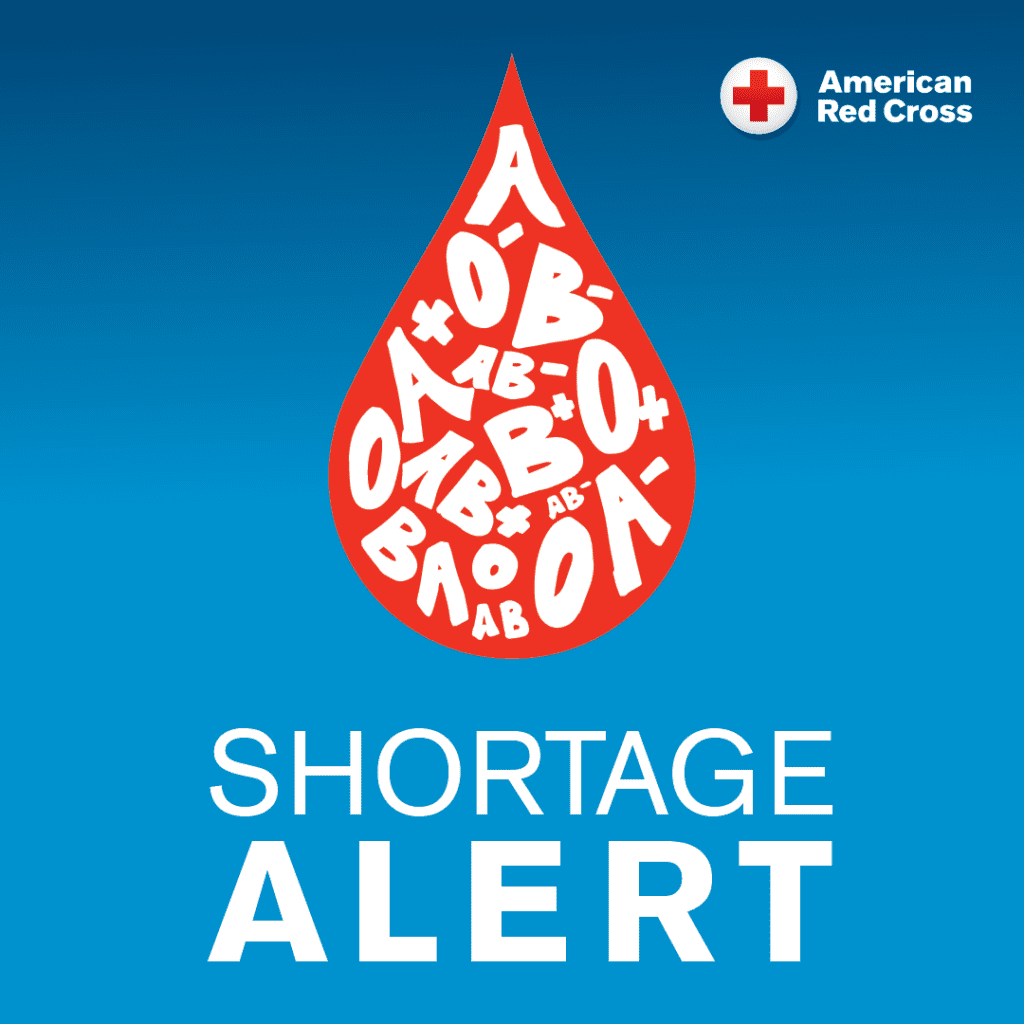 American Red Cross Blood Shortage Alert