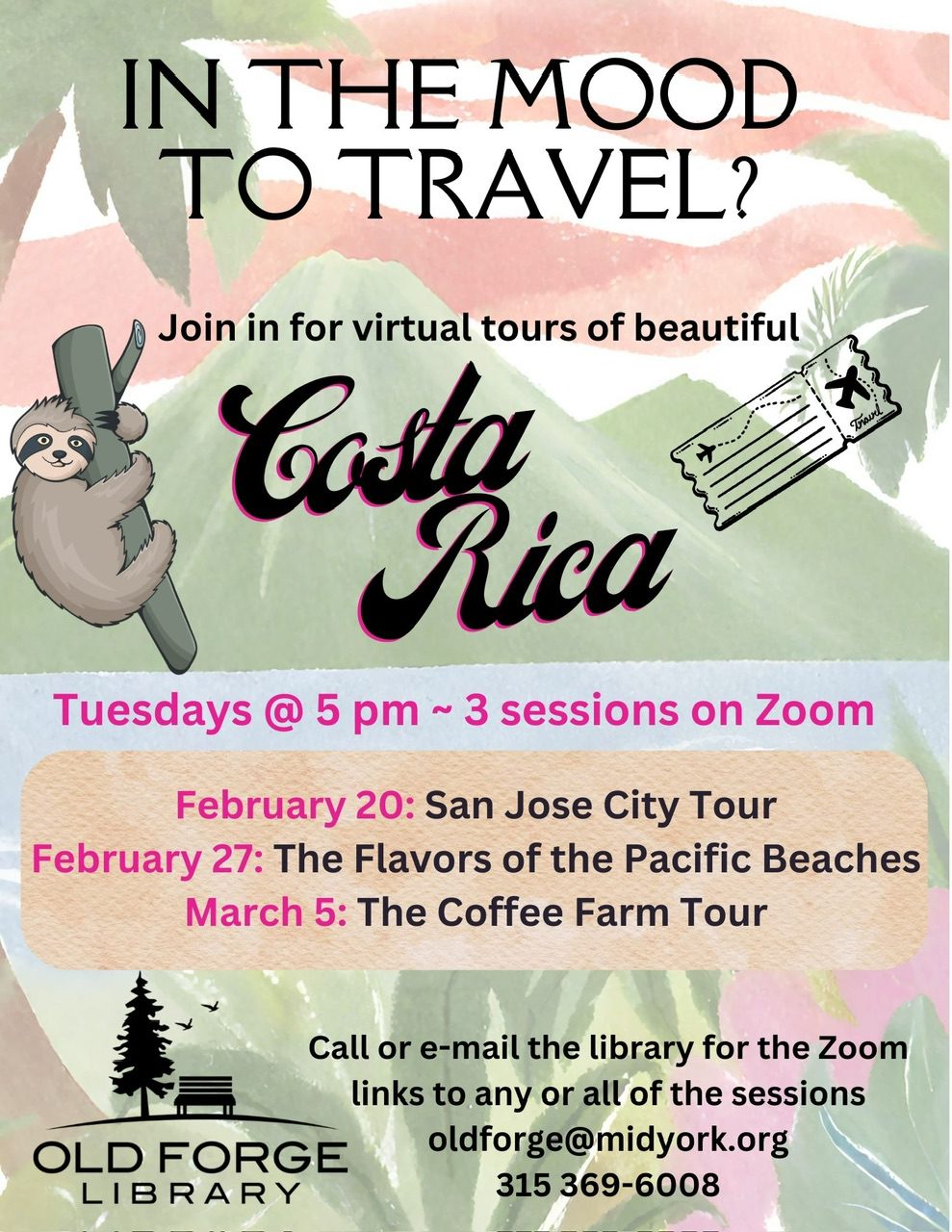 Costa Rica Virtual Tour through the Old Forge Library