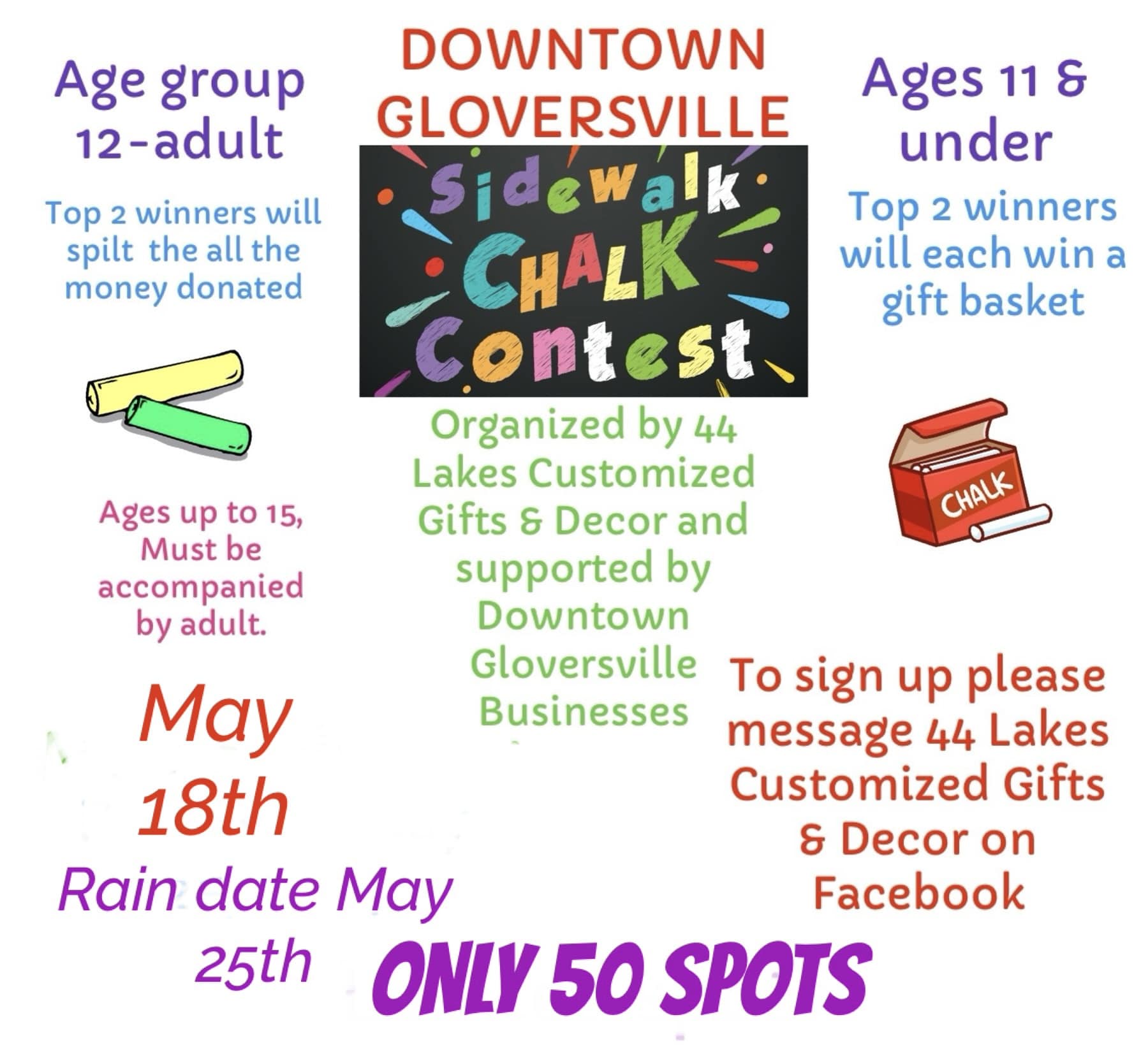 Gloversville Sidewalk Chalk Contest May 18