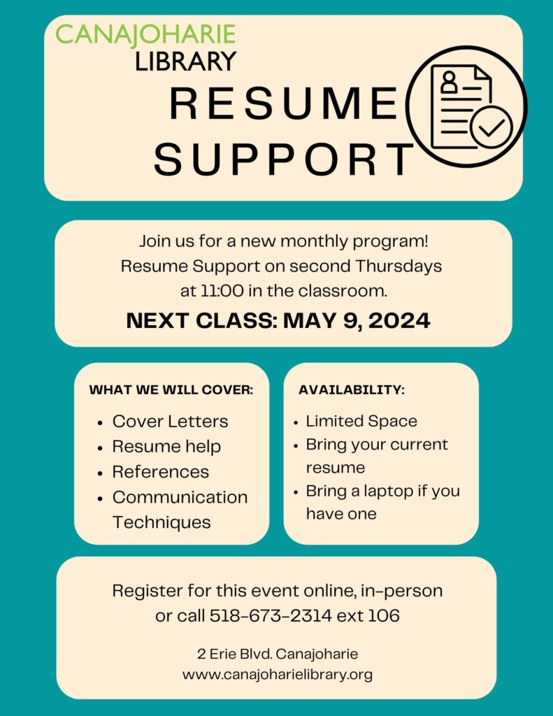 Resume Support at Canajoharie Library