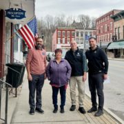 From left, Bhupen Patel, R.Ph., Industrial Development Agency Treasurer Cheryl Reese, Montgomery County Executive Pete Vroman, and Director of Program Development Vincenzo Nicosia at The Medicine Shoppe in Fort Plain, recognized as Montgomery County’s April Small Business of the Month.