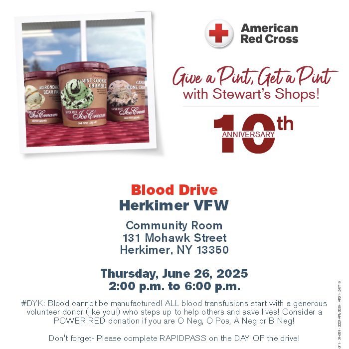 Herkimer Blood Drive at the VFW
