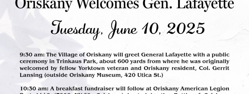 Oriskany NY Welcomes General Lafayette