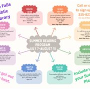 This is our event board for all of our children's programs over the summer months of July and August!