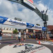 John Korir of Kenya, winner of this year’s Boilermaker 15K presented by Excellus BlueCross BlueShield, crossing the finish line.