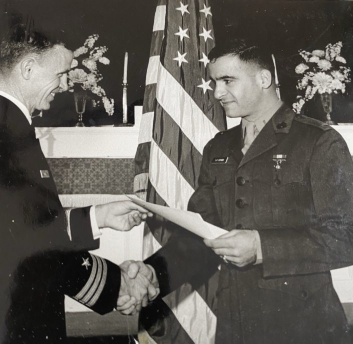 Captain Stephen R. Stegich, III, USMC (Ret) accepting award