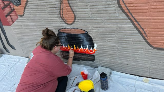 Carin Kent, The Caring Creator’s work at the Stone Soup American Bistro Mural with The Art Thing Collaborative