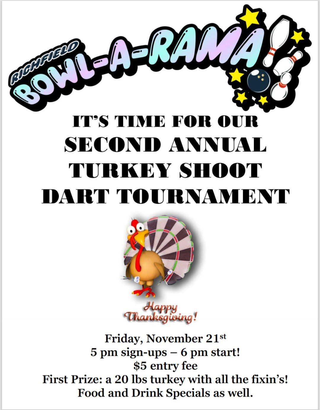 Turkey Shoot Dart Tourney