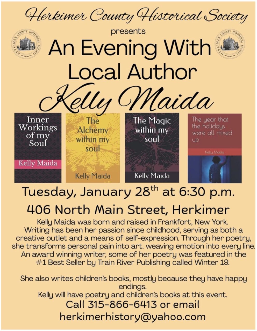 An Evening with Local Author Kelly Maida
