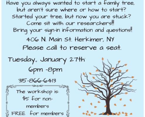 Genealogy Workshop at the Herkimer County Historical Society