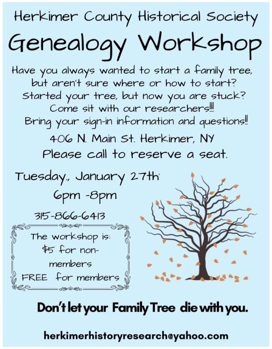Herkimer County Historical Society Genealogy Workshop