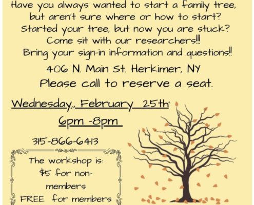 February Genealogy Workshop at the Herkimer County Historical Society