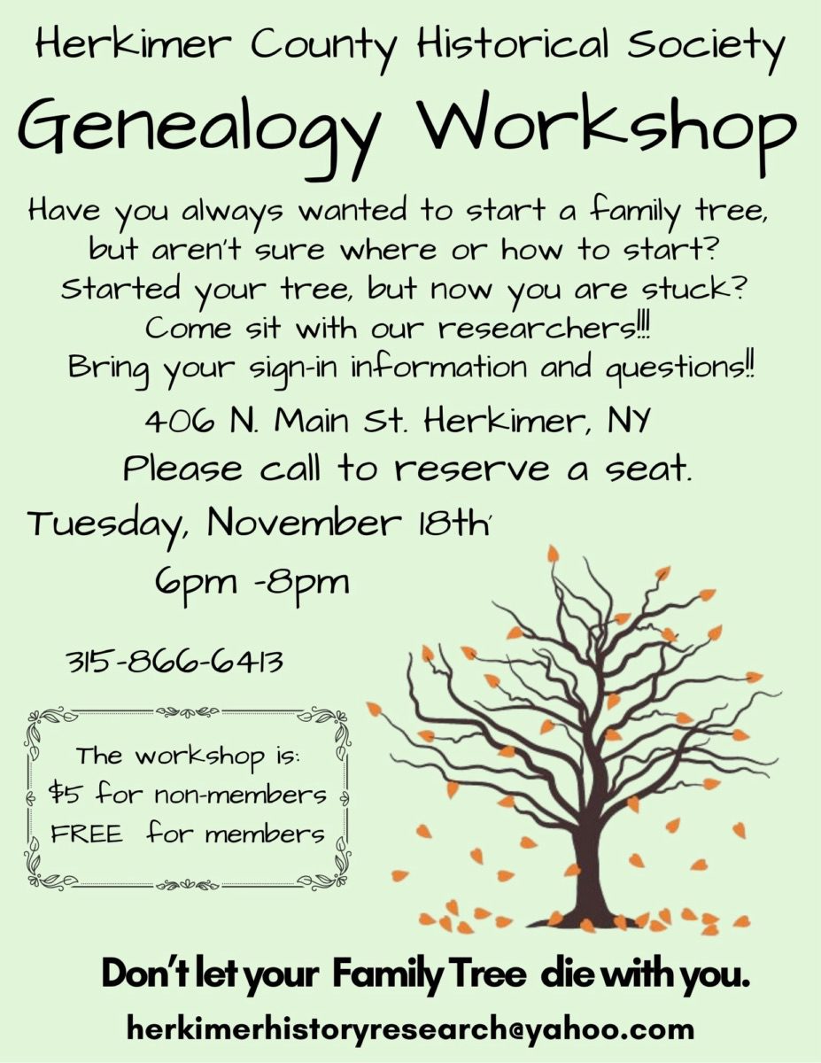 Herkimer County Historical Society Genealogy Workshop