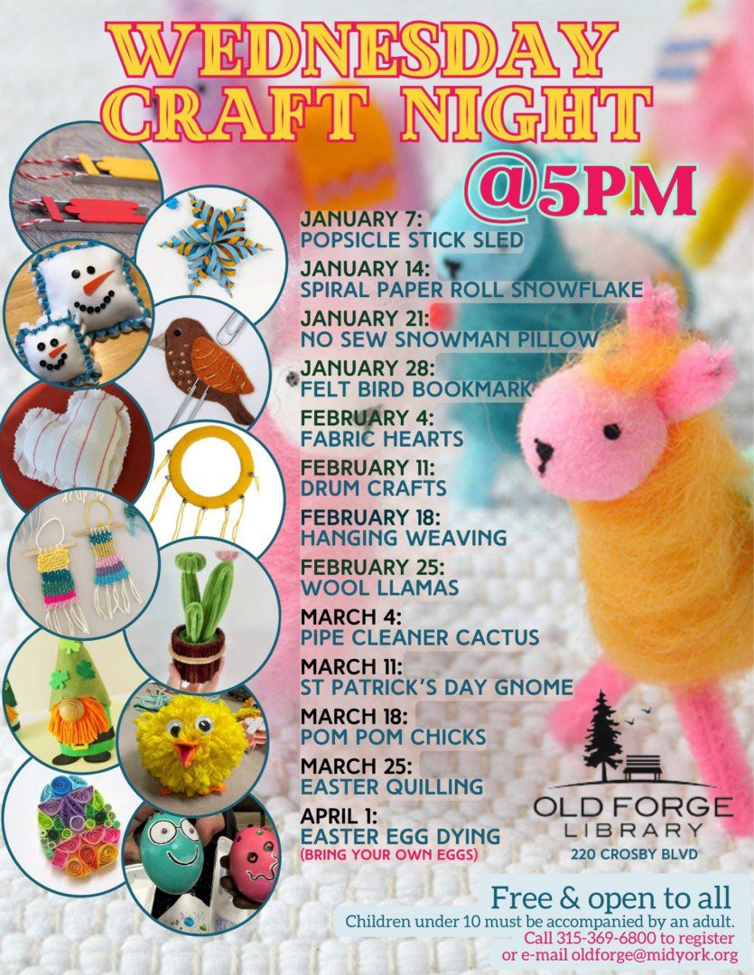 Wednesday Craft Nights at the Old Forge Library