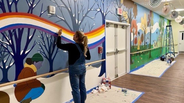 Mural project at Johnson Park Center in Utica, New York, in collaboration with The Art Thing Collaborative. Photo provided by Angela DeCarlis.