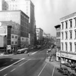 Utica’s “Busy Corner” at Genesee and Bleeker Streets in the late 1940s. Photo courtesy of the Oneida County History Center.