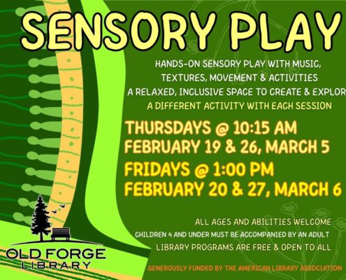 Old Forge Library Sensory Play Dates