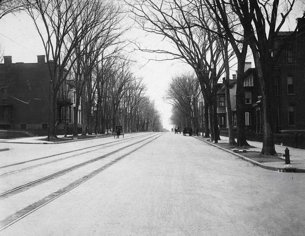 Tree-lined Genesee Street c. 1900. Photo courtesy of Oneida County History Center.