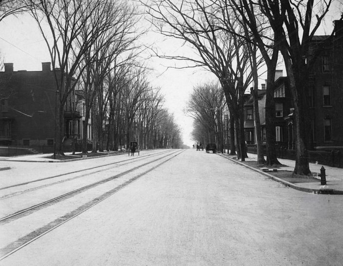 Tree-lined Genesee Street c. 1900. Photo courtesy of Oneida County History Center.
