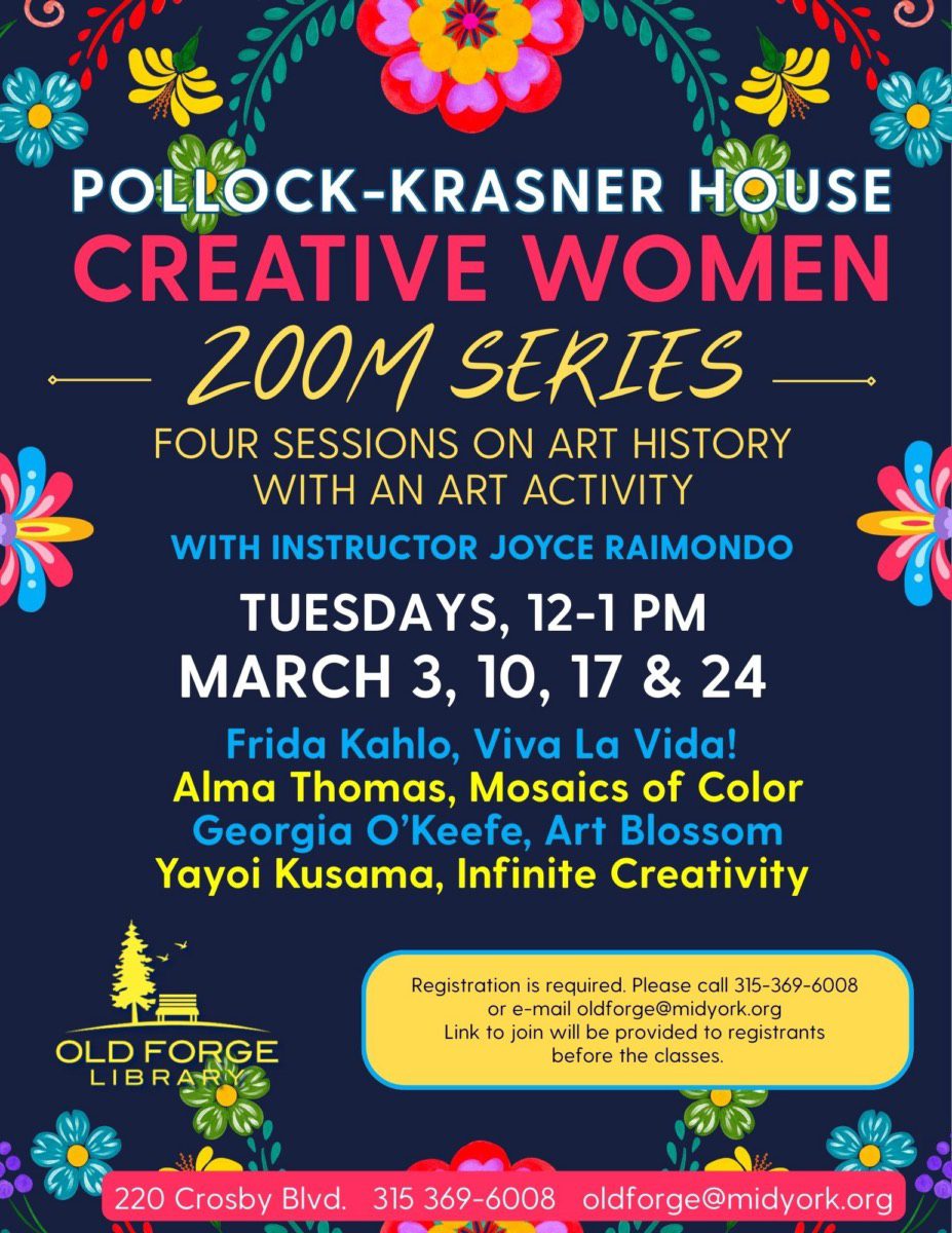 Pollock-Krasner House Creative Women Zoom Series on Tuesdays in March