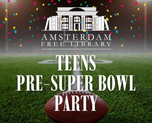 Teen pre-superbowl party at the Amsterdam Free Library