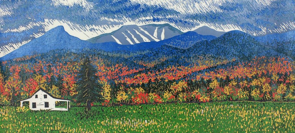 “Marcy Field II” linoleum block print by Diane Castle Babcock “Marcy Field II” linoleum block print by Diane Castle Babcock