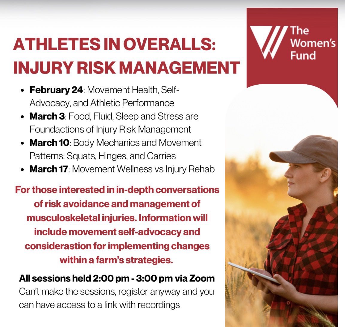ATHLETES IN OVERALLS: INJURY RISK MANAGEMENT
