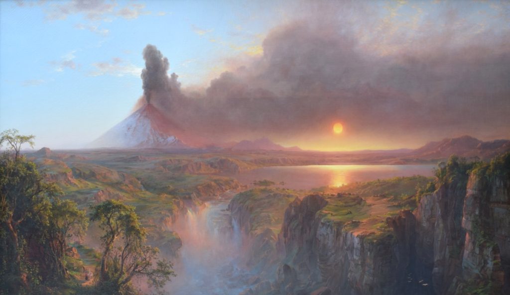 Frederic Edwin Church (American, 1826–1900), and DeWitt Clinton Boutelle (American, 1820– 1884), Cotopaxi, 1862, oil on canvas, 34 1/2 x 56 inches, Museum Purchase, 1929.32.1. Reading Public Museum, Reading, Pennsylvania. Frederic Edwin Church (American, 1826–1900), and DeWitt Clinton Boutelle (American, 1820– 1884), Cotopaxi, 1862, oil on canvas, 34 1/2 x 56 inches, Museum Purchase, 1929.32.1. Reading Public Museum, Reading, Pennsylvania.