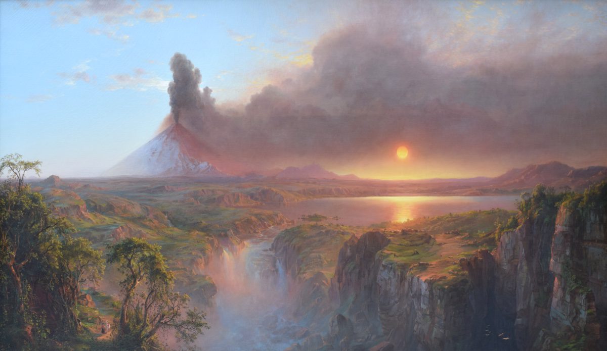 Frederic Edwin Church (American, 1826–1900), and DeWitt Clinton Boutelle (American, 1820– 1884), Cotopaxi, 1862, oil on canvas, 34 1/2 x 56 inches, Museum Purchase, 1929.32.1. Reading Public Museum, Reading, Pennsylvania.