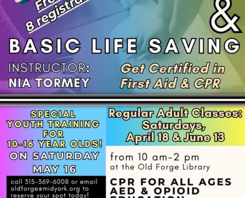 Free CPR, Basic Life Support and First Aid Class at the Old Forge Library