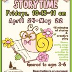 Five Spring Story Time sessions will be held on Fridays from April 24 through May 22 from 10:15–11:00 am, at the Old Forge Library, located at 220 Crosby Boulevard.