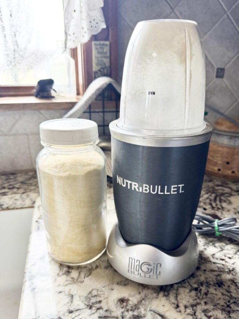 Grind the dried garlic in a food processor, coffee grinder, or other appliance.