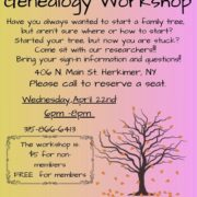 Genealogy Workshop presented by the Herkimer County Historical Society