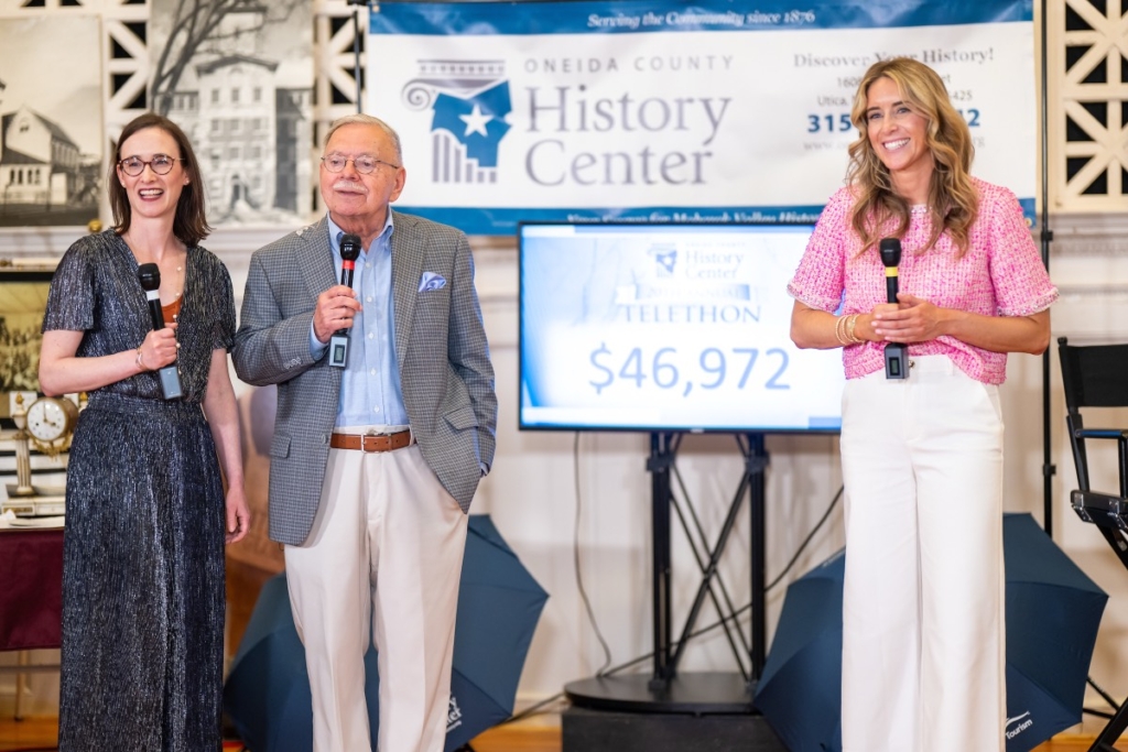 Telethon hosts Rebecca McLain, Joe Kelly, and Morgan Mielnicki (left to right), 2025, photo by Mark DiOrio, Momentworks Photography