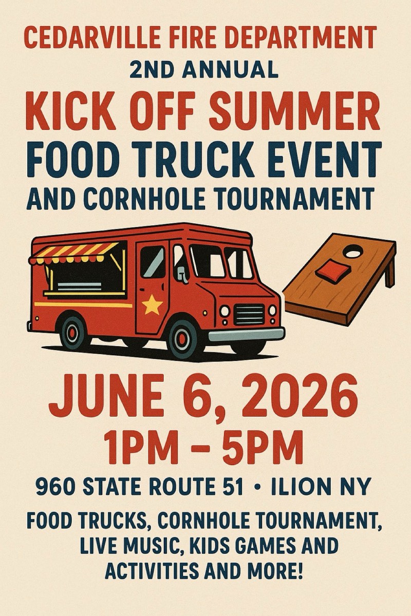 Cedarville Fire Department 2nd Annual Kick Off Summer Food Truck Event and Cornhole Tournament