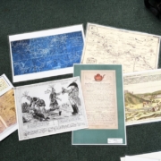Materials included in the “Colonial Life” Outreach Kit include reproduced historical documents, maps, illustrations and educational resources focused on colonial and Revolutionary-era history in Montgomery County.