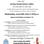 Faith Formation Registration Fair at Holy Family Parish in Little Falls