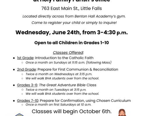 Faith Formation Registration Fair at Holy Family Parish in Little Falls