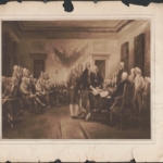 COMMITTEE OF FIVE PRESENTING THE DECLARATION OF INDEPENDENCE TO CONGRESS IN 1776.