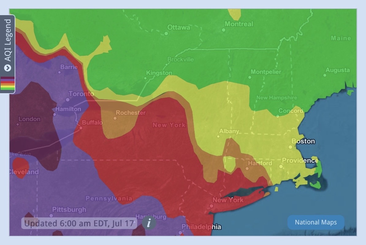 July 17, 7:00 a.m. Air Quality Index. AirNow.gov