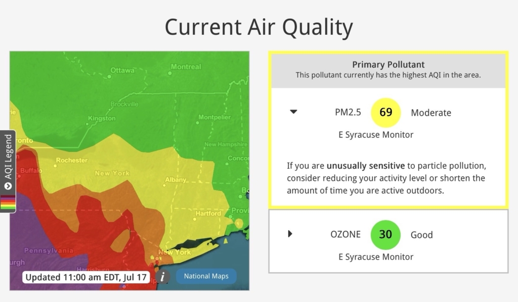 July 17, 11:00 a.m. Air Quality Index. AirNow.gov