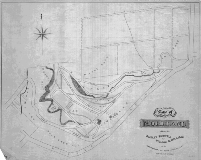 Late 19th century map of Moreland (Park). Photo courtesy of the Little Falls Historical Society.